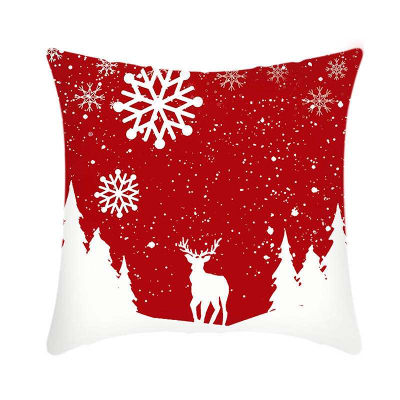 4Pcs 18x18 inch Christmas Throw Pillow Covers Square Cushion Cover for Sofa Decorative-D