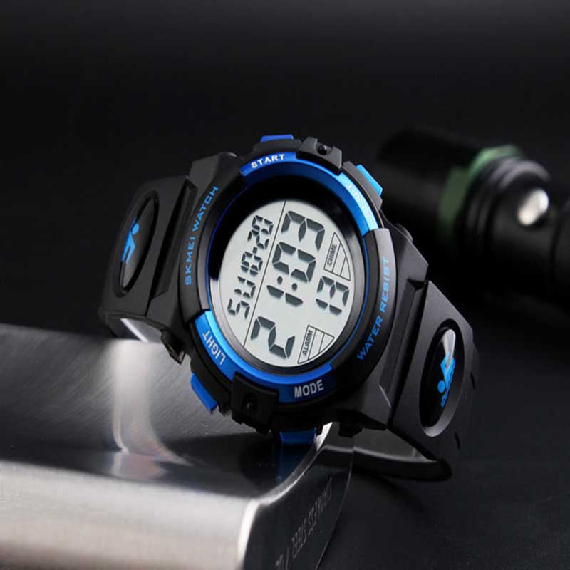 Kids Fashion Digital Watch Boys Sports Waterproof Led Watches-Blue