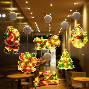 6Pcs Christmas Window Hanging Lights Decor for Xmas Party Showcase