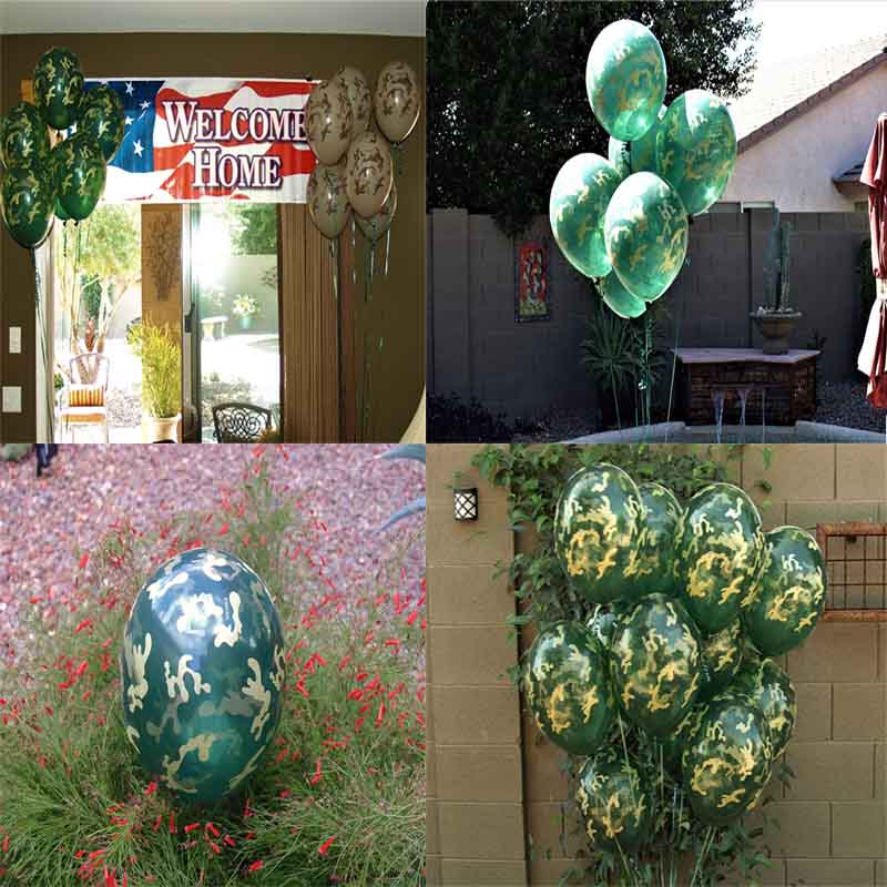 10Pcs High Quality Latex 12 Inch Camouflage Balloons for Outdoors Themed Hunting or Military Celebration or Party