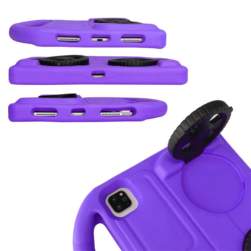 Wheel iPad Case For iPad Pro 11/Air4 10.9 inch Shockproof Stand Cover With Handle Stand-Purple