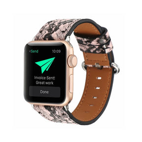 Snakeskin Pattern PU Leather Watch Band Microfiber Design For Apple Watch SE/6/5/4/3/2/1(Pink)