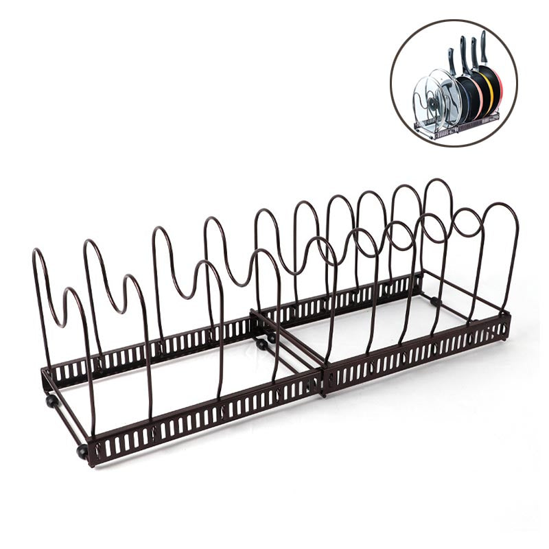 Expandable Pot Organizer Rack 10 Dividers Adjustable for Kitchen-Bronze