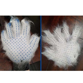 Pet Hair Remover Glove Gentle Massage Mitt with Enhanced Five Finger Design Blue-Right Hand