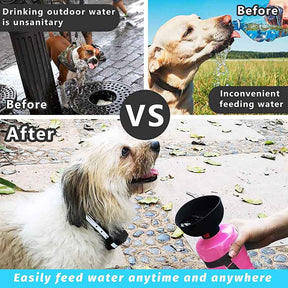 Pet Portable Water Bottles Safety Silicone Collapsible Bottle for Travel 600ML-Rose Red