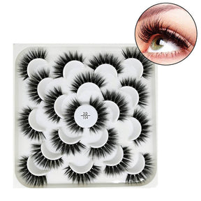 10 Pairs 3D False Eyelashes Reusable Wispy Cat Eye Natural Look Lashes-104