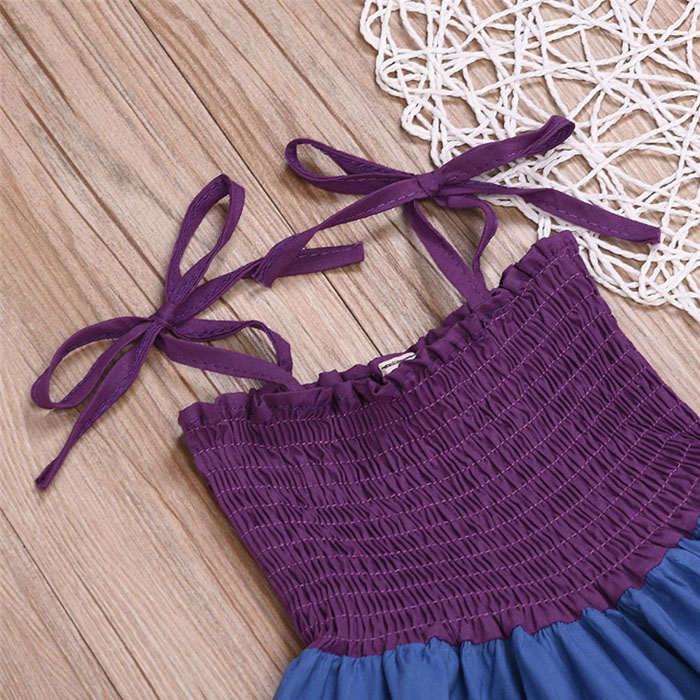 Baby Girls Rainbow Dress Toddler Princess Sleeveless Summer Dress Beach Tutu-Purple