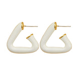 Triangle Hoop Earrings Geometric Simple Earrings-White