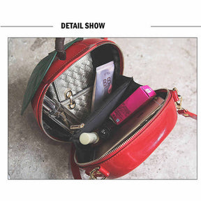 Fashion Apple Shape PU Handbag Cartoon Shoulder Bags Purse-Red