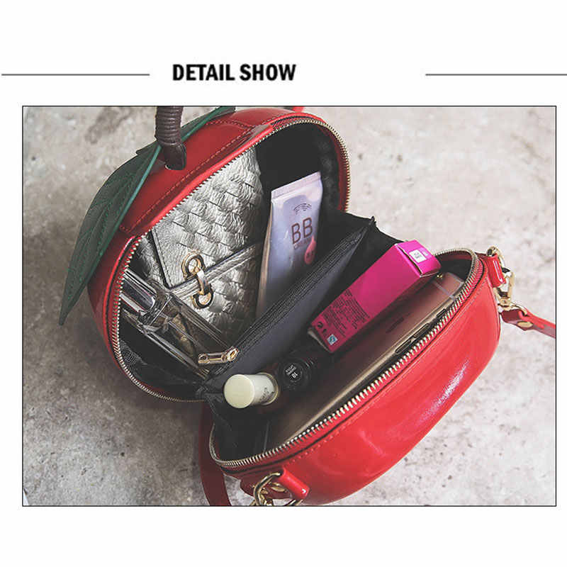 Fashion Apple Shape PU Handbag Cartoon Shoulder Bags Purse-Red