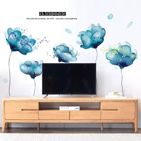 Creative Removable 3D Light Blue Dream Flower Wall Sticker Home Art Decor