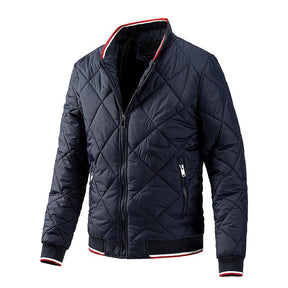 Mens Bomber Jacket Casual Fall Winter Zipper Jacket Coats-DarkBlue