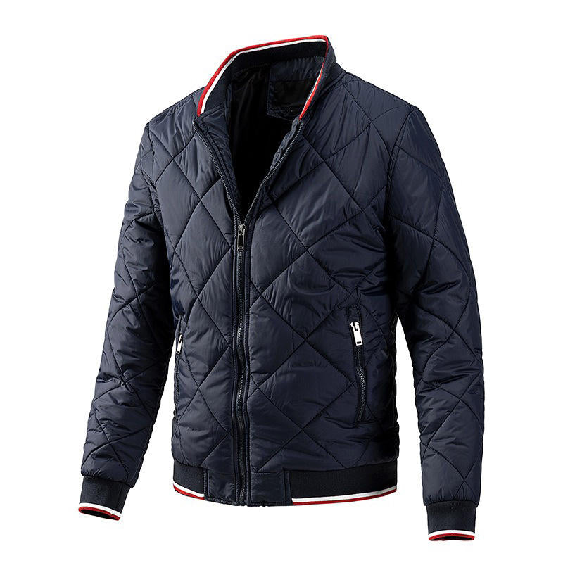 Mens Bomber Jacket Casual Fall Winter Zipper Jacket Coats-DarkBlue