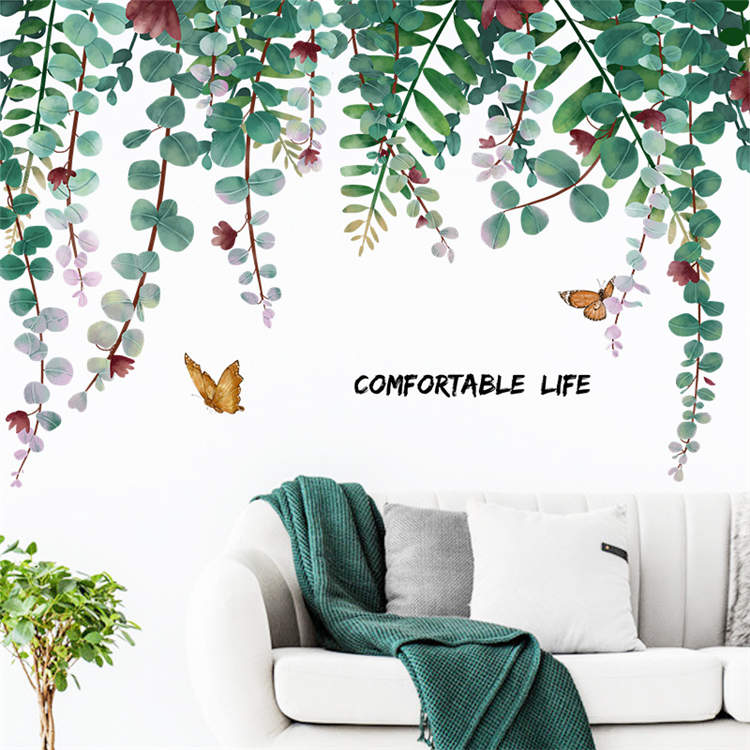 Removable DIY 3D Green Hanging Leaves Vines Home Wall Decoration Sticker