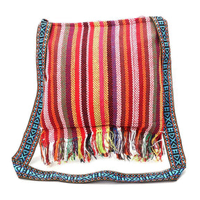 Vintage Embroidered Fringe Sling Crossbody Bag Boho Shoulder Bag-Red Camellia