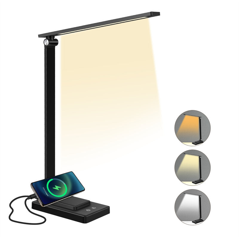 LED Desk Lamp Smart Reading Lamp with USB Charging Port 5 Lighting Modes-Black