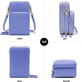 Crossbody Phone Bag for Women Small Shoulder Bag Cell Phone Wallet Purses and Handbags with 14 Credit Card Slots-Blue