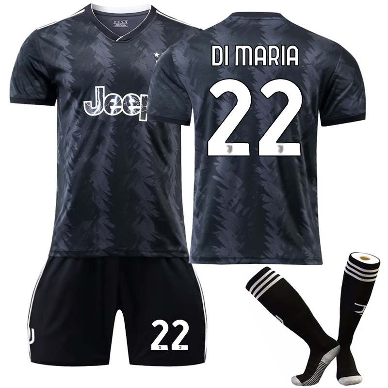 Juventus F.C. Away Jersey 2022-23 DI MARIA #22 Soccer Jersey Kids Adult 3-Pieces Jersey Kits