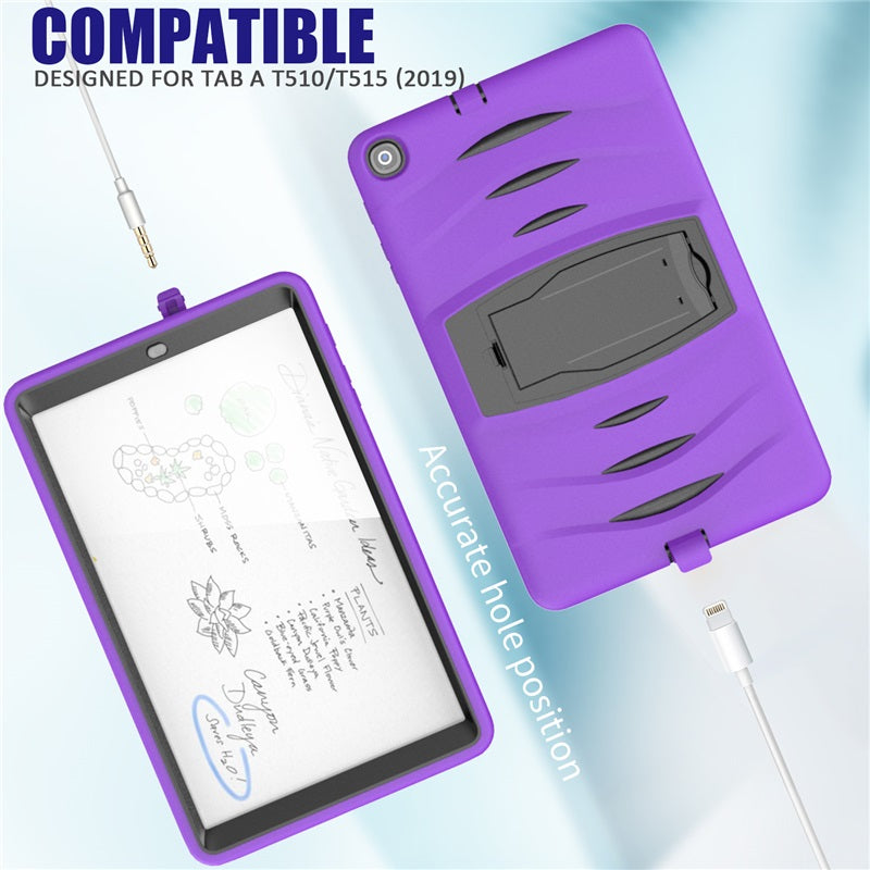 Shock Wave Kickstand Case Anti-Fall Protection For Samsung Tab A 10.1 T510/T515(2019)-Purple