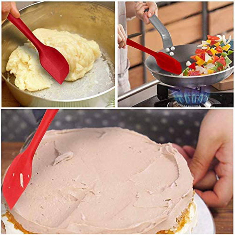 6Pcs Food Silicone Spatula Set High Heat Resistant Spatulas-Red