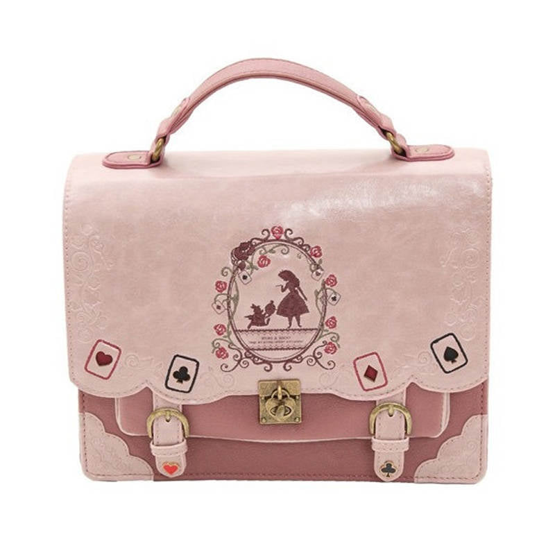 Women Vintage Messenger Bag Lolita Cute Handbags for Girls-Pink