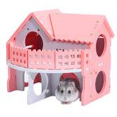 Hamster Hideout Wooden Double-Deck House-Pink