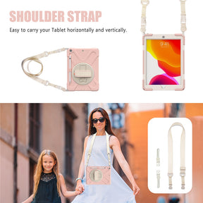 Morandi Case For iPad Mini 4/5 Kids Safe Shockproof Protective Cover With Kickstand+Strap-Cherry Pink