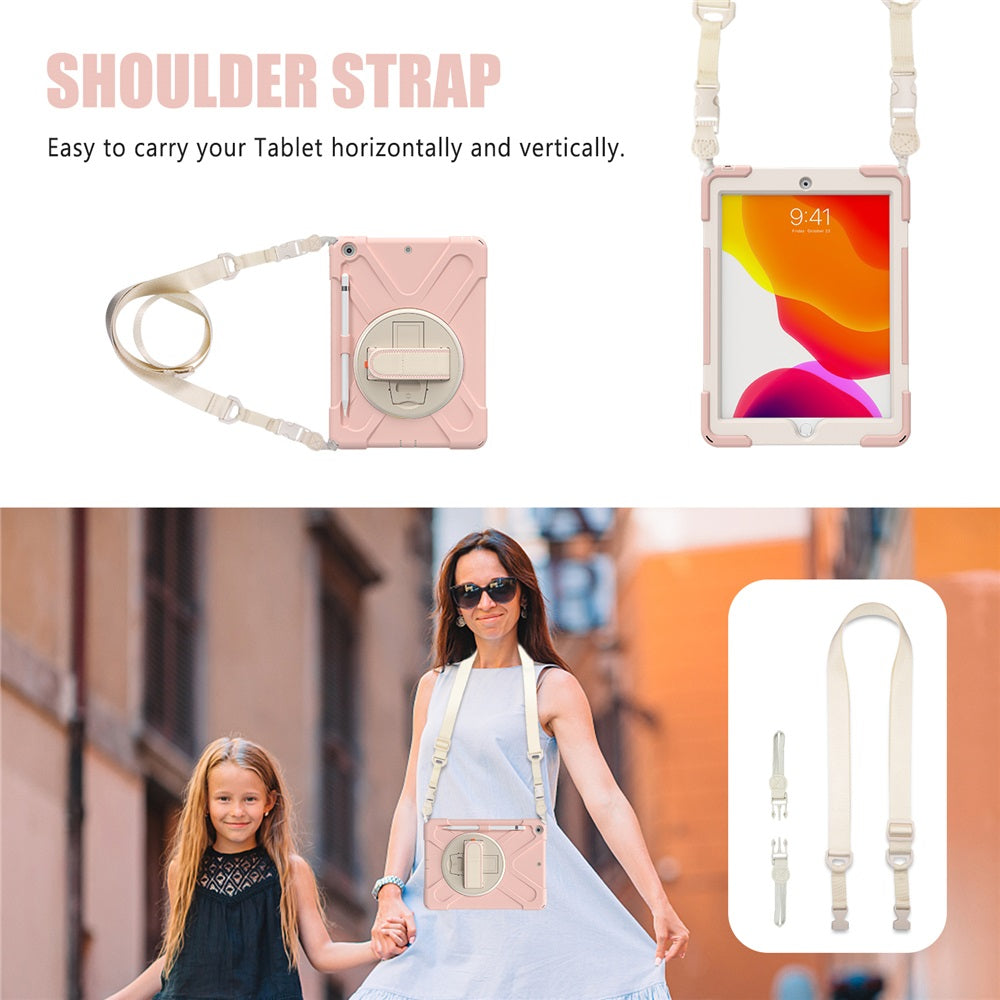Morandi Tablet Case For Samsung Galaxy Tab A 8.0 T290/T295 2019 Kids Safe Shockproof Protective Cover With Kickstand+Strap-Cherry Pink