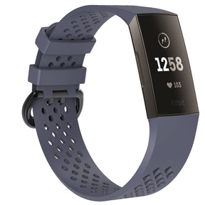 Watch Band for Fitbit Charge 3 Waterproof Band with Breathable Holes for Women Men-Gray
