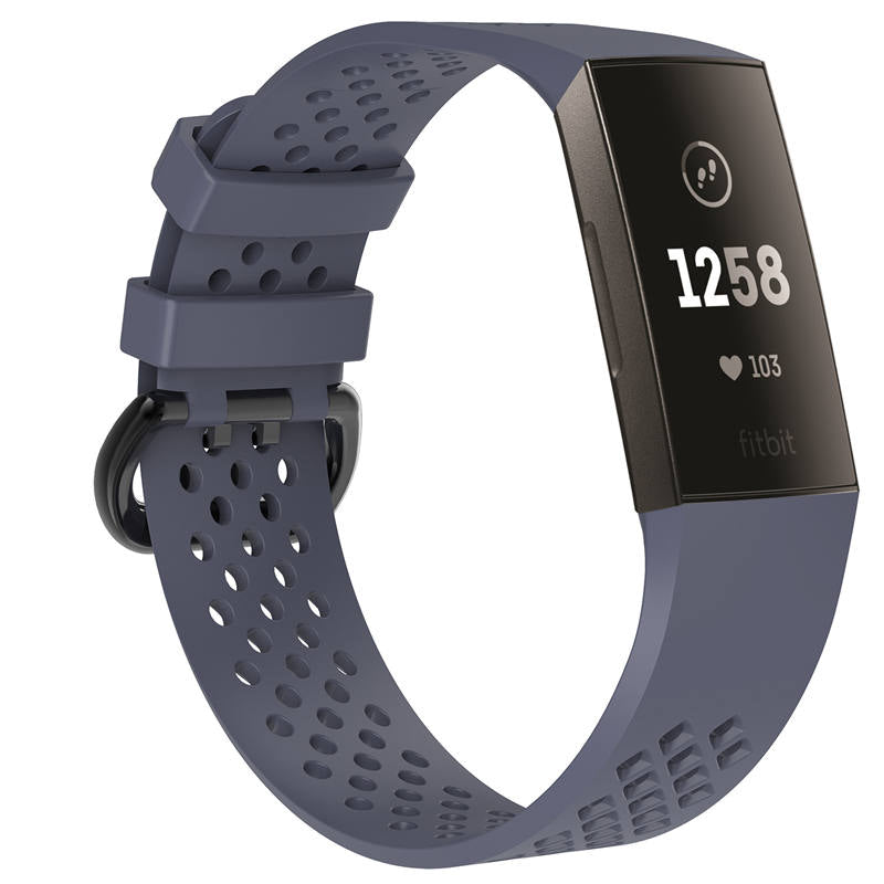 Watch Band for Fitbit Charge 3 Waterproof Band with Breathable Holes for Women Men-Gray