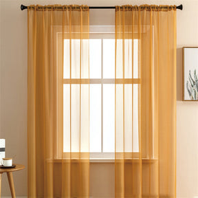 2 Panels Sheer Voile Rod Pocket Elegance Curtains for Living Room Bedroom-51