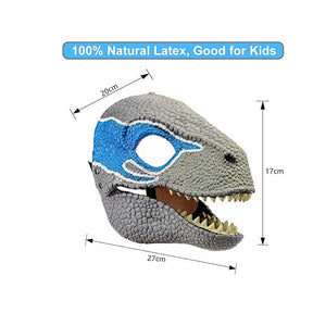 Movable Jaws Dinosaur Mask Kids Costume Party Gifts-Gray Blue