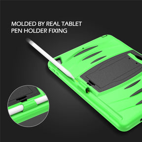 Shock Wave Kickstand Case Anti-Fall Protection With Pencil Holder For 9.7inch iPad 5/iPad 6/iPad Air2/iPad Pro9.7-Green