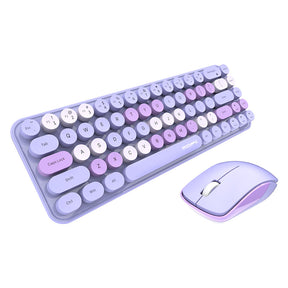 Wireless Keyboard and Mouse Set Combo 2.4G for Laptop Desktop-IDou-Lavender Purple