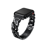 Diamond Denim Chain Metal Watch Band With Diamonds For Apple Watch SE/6/5/4/3/2/1(Black)