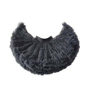 Toddler Girls Layered Tutu Skirt Solid Color Mesh Princess Ballet Dance Dress-DarkGrey