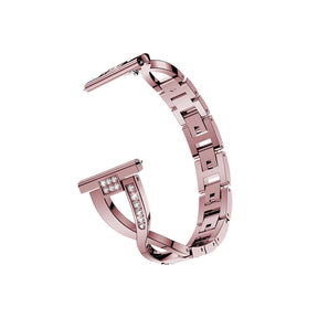 Hollow Metal Bands With Diamonds For Samsung Galaxy Watch 42/46mm Gear S3 Frontier/Classic(Pink)