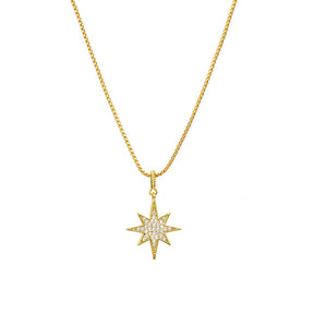 Women Dainty Star Pendant Necklace Jewelry-Gold