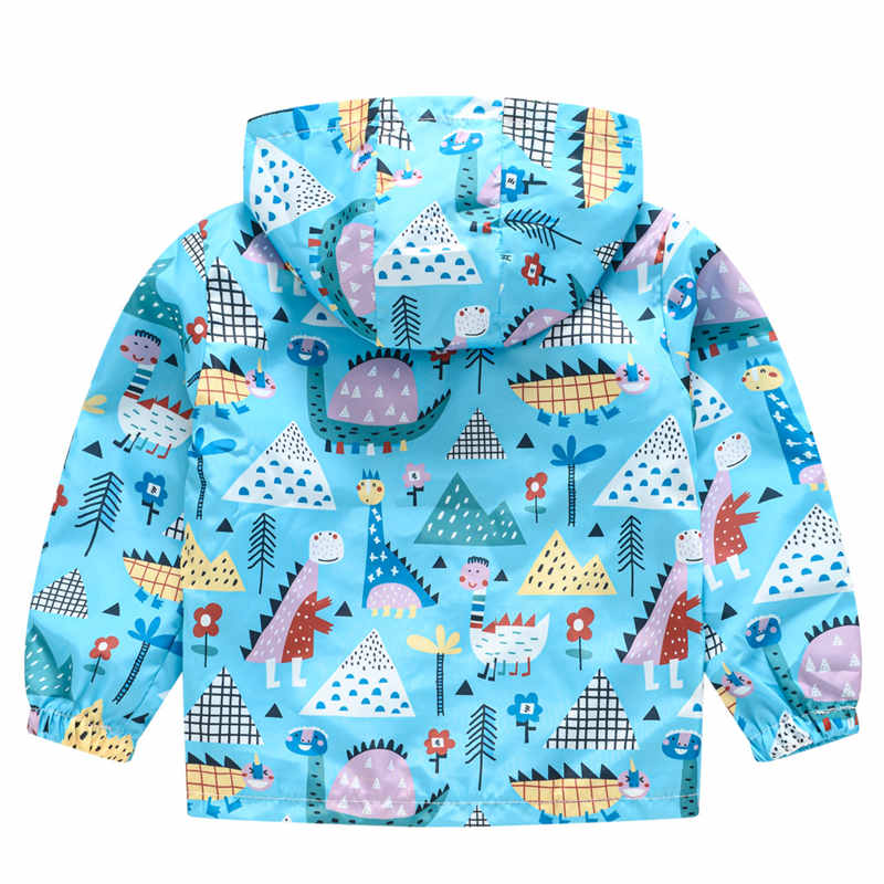 Toddler Boys Girls Cartoon Print Zip Jacket Hooded Trench Kids Casual Coats-9