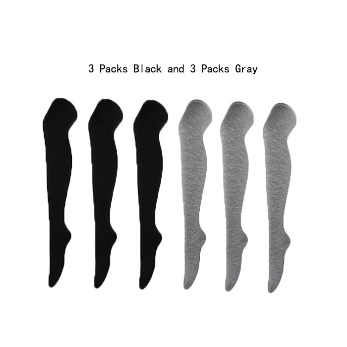 6 Packs E Womens Long Solid Color Socks Over Knee Thigh High Socks Warm Stocking