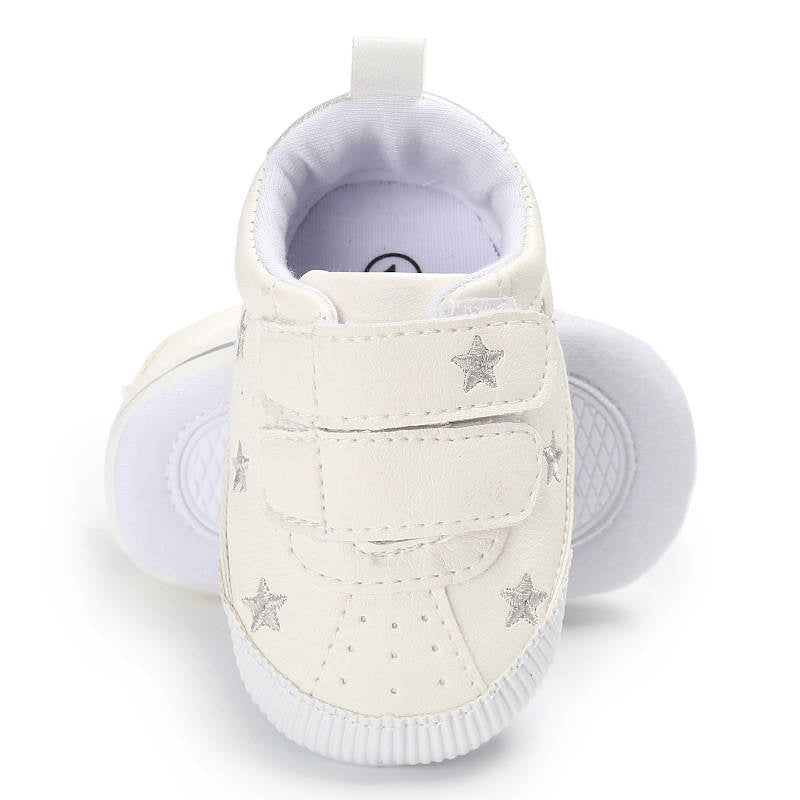 Baby Boys Girls Shoes Non-slip Velcro Sneakers Toddler First Walkers Shoes-StarSilver