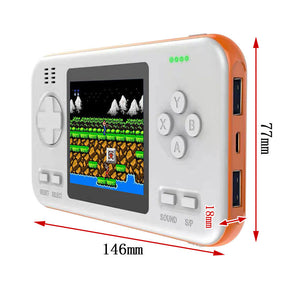 2 in 1 Handheld Game Console 8000mAh Power Bank with 416 Classic FC Games-White Orange