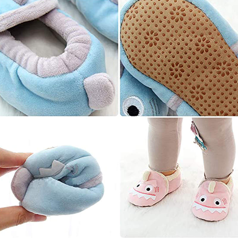 Toddler Baby Boys Girls Cute Shark Shoes Soft Anti-slip Winter Slippers-DarkBlue