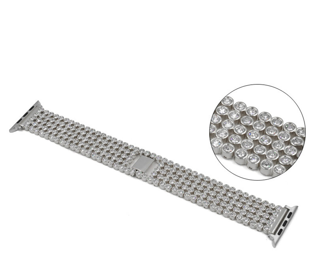 MTX Stainless Steel Watch Band Adjustable Wristbands for Apple IWatch Series SE/1/2/3/4/5/6 For Women-Silver