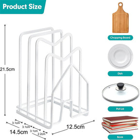 Cutting Board Holder Draining Multi-functional Pot Lid Organizer-White