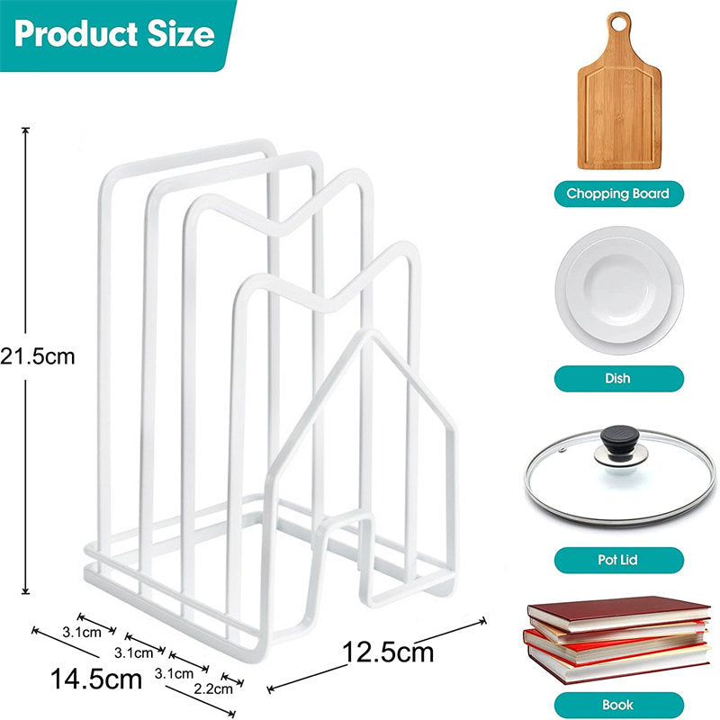 Cutting Board Holder Draining Multi-functional Pot Lid Organizer-White