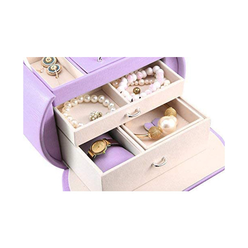 Princess Style Jewelry Box Multi-layer Large Capacity Fabulous Girls Gift-Taro Purple