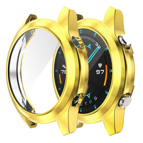 TPU Screen Protector Case For Huawei Watch GT2 42mm&46mm with HD Tempered Glass-Gold