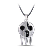 Leather Chain Ghost Pendant Necklace-Silver