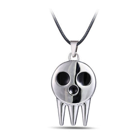 Leather Chain Ghost Pendant Necklace-Silver